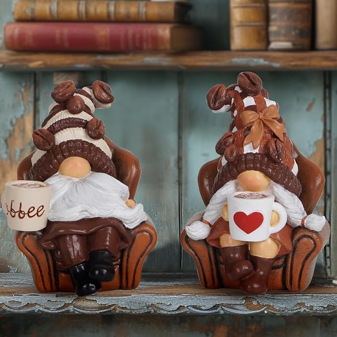 Hodao 2PCS Coffee Gnomes Coffee Bar Decor Accessories Spring Summer Swedish - Image 3