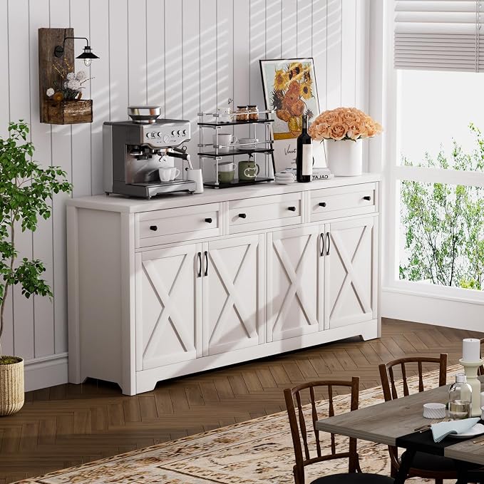 Lyromix 66'' Farmhouse Sideboard Buffet Cabinet - Image 4