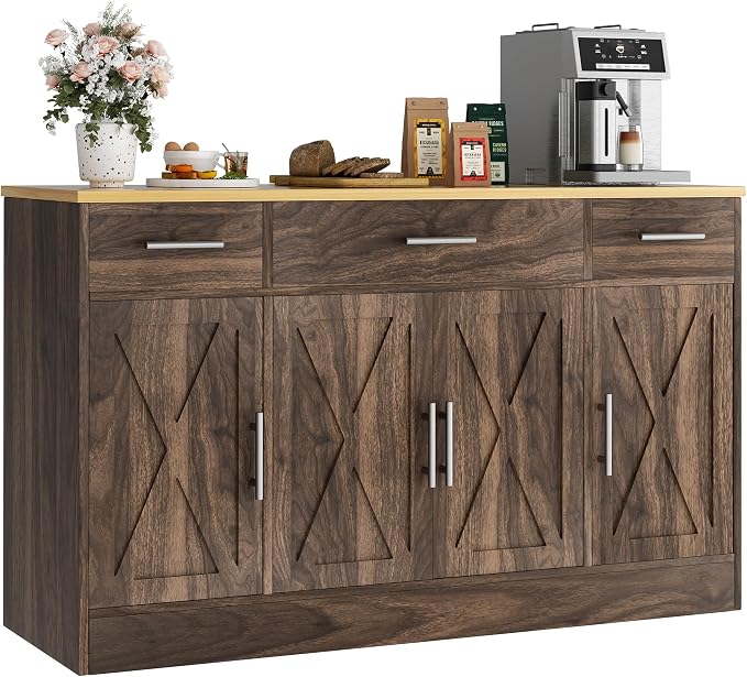Vongrasig Buffet Cabinet with Drawers, 53” Large Sideboard Buffet Kitchen - Image 7