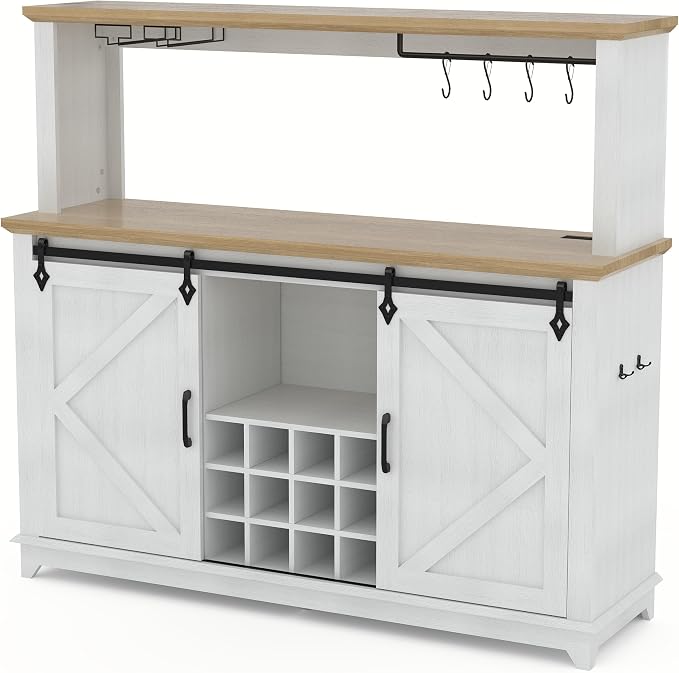 IDEALHOUSE 55" Farmhouse Coffee Bar Cabinet - Image 9