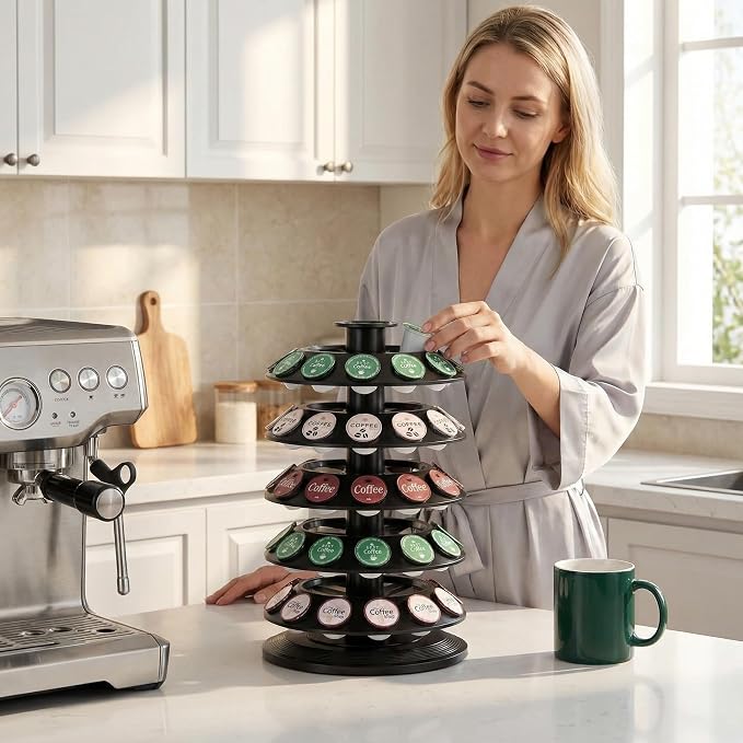 SAVORI 60 Capacity Rotating Nespresso Vertuo Pod Holder, 5-Tier Black Coffee - Image 7