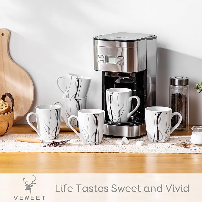 VEWEET Ceramic Coffee Mugs Set of 6, 11 OZ Coffee Cups Set - Image 2