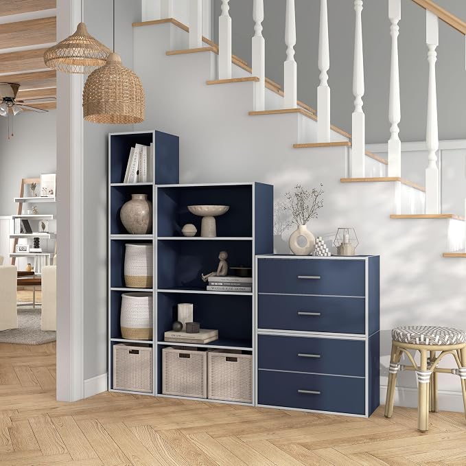 Homes: Inside + Out Apexa 3-Cube Storage Organizer Shelves, Stackable Wood - Image 7
