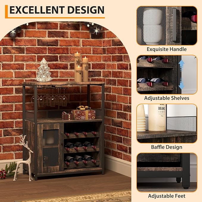 OUTLANE 3-Tier Wine Bar Cabinet - Image 3