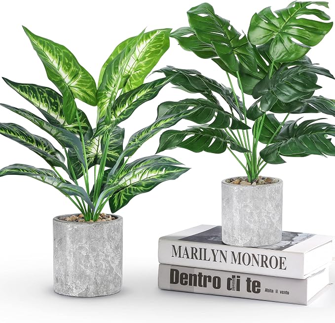 Der Rose 2 Pack Fake Plants Artificial Potted Faux Plants Indoor by DerRose