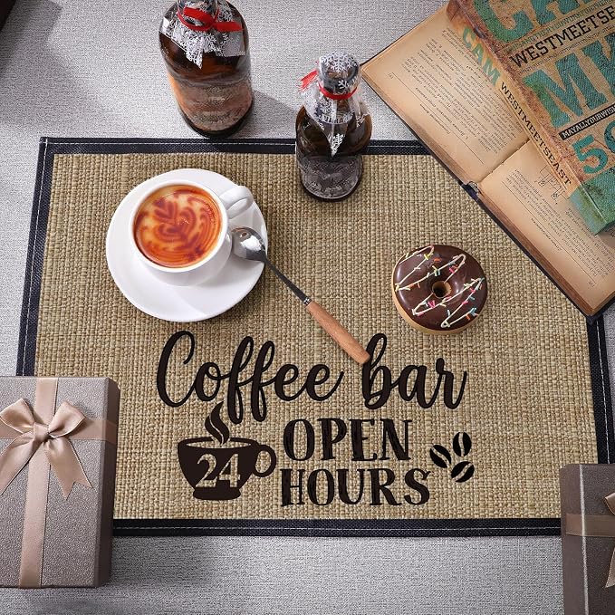 2 Pieces Coffee Bar Mat, 20 x 14 Inch Burlap Placemat - Image 2