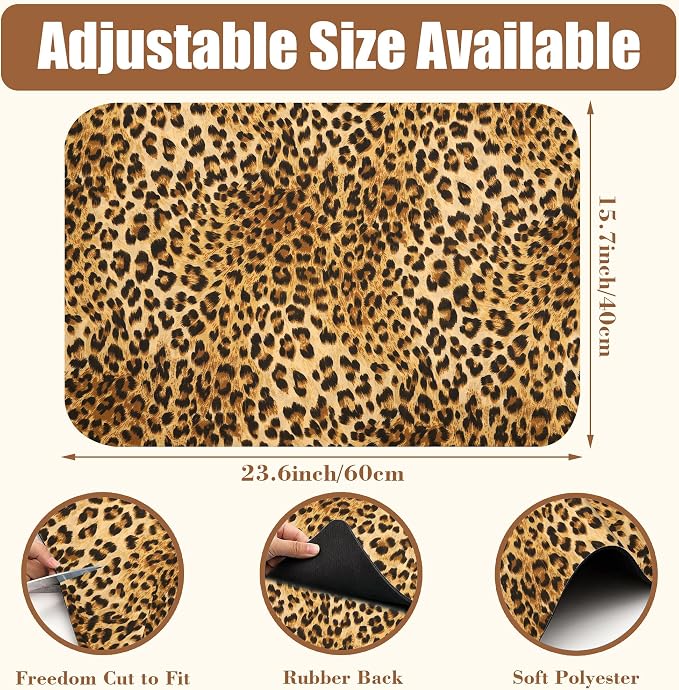 Leopard Print Dish Drying Mat for Kitchen Counter Hide Stain Absorbent Drying - Image 2