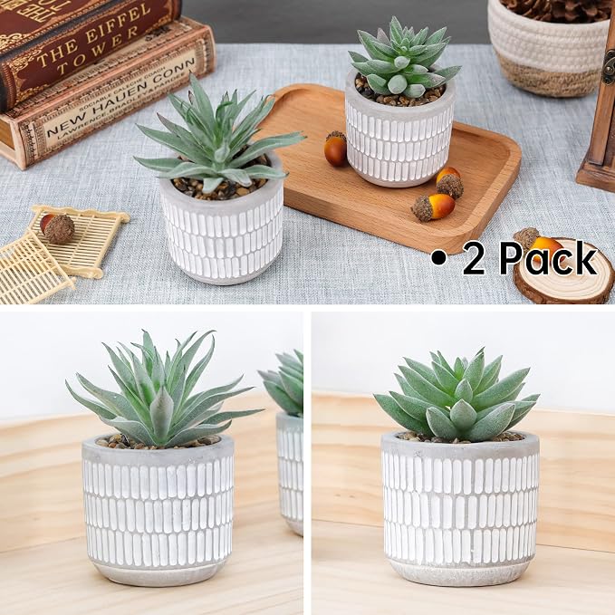 Der Rose Set of 2 Succulents Plants Artificial Fake Cactus Plants - Image 5