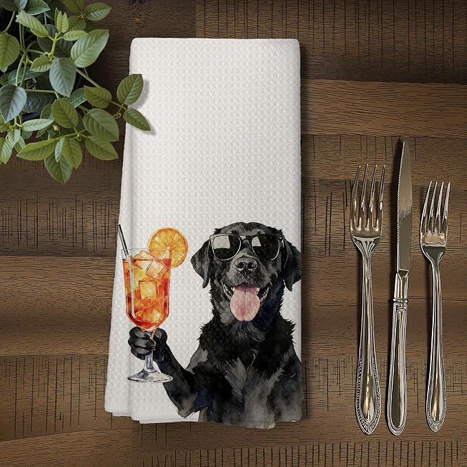 Funny Labrador Cocktail Kitchen Towels, Cute Dog Tea Towels, Dog Lover Gifts - Image 5