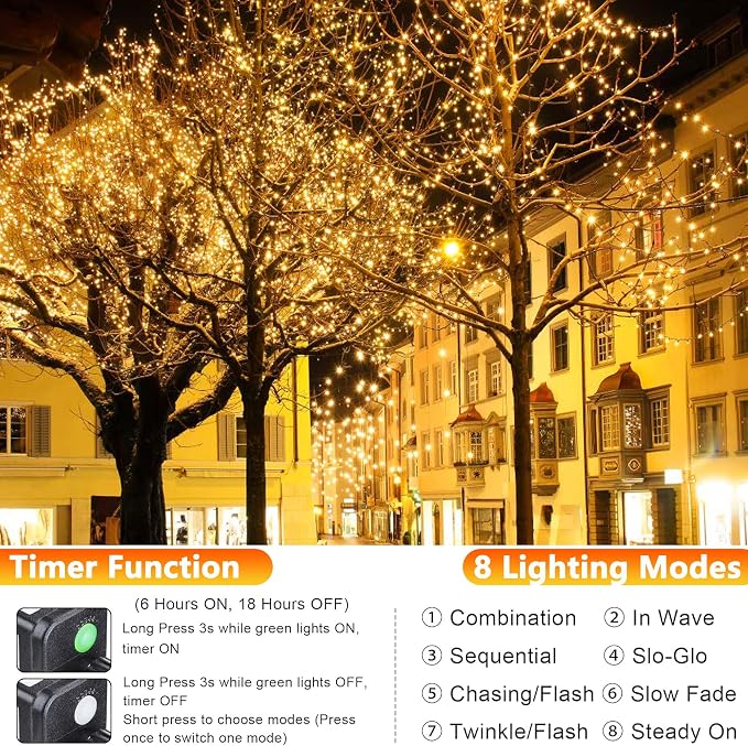 Joomer Fairy String Lights 33FT 100 LEDs Plug in Fairy Lights Indoor Copper - Image 2