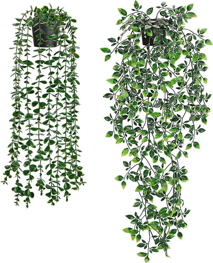 Der Rose 2 Pack Fake Hanging Plants Artificial Potted Plants Indoor and Outdoor by DerRose
