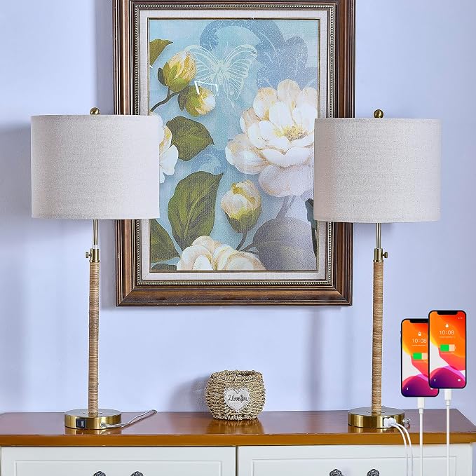 Maxax Rattan Buffet Table Lamp Set of 2 - Image 5