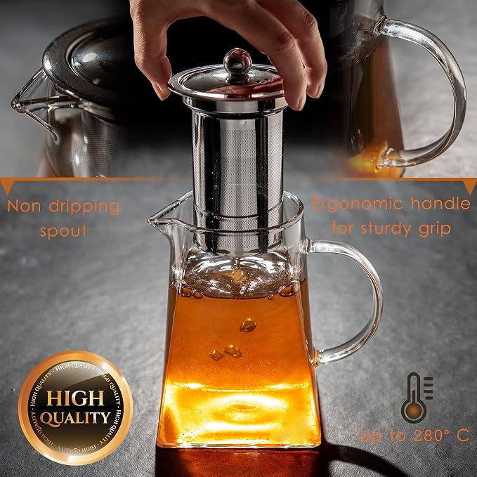Mixpresso 5 Piece Glass Tea Pot Set, Kettle - Image 4