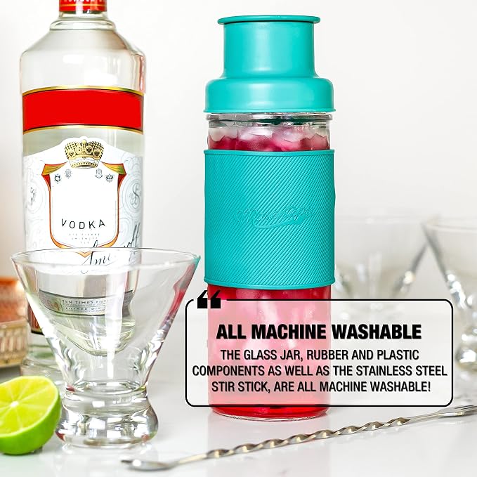 Masontops Cocktail Shaker Set – Glass Mason Jar Drink Shaker – 4 PC Set - Image 5