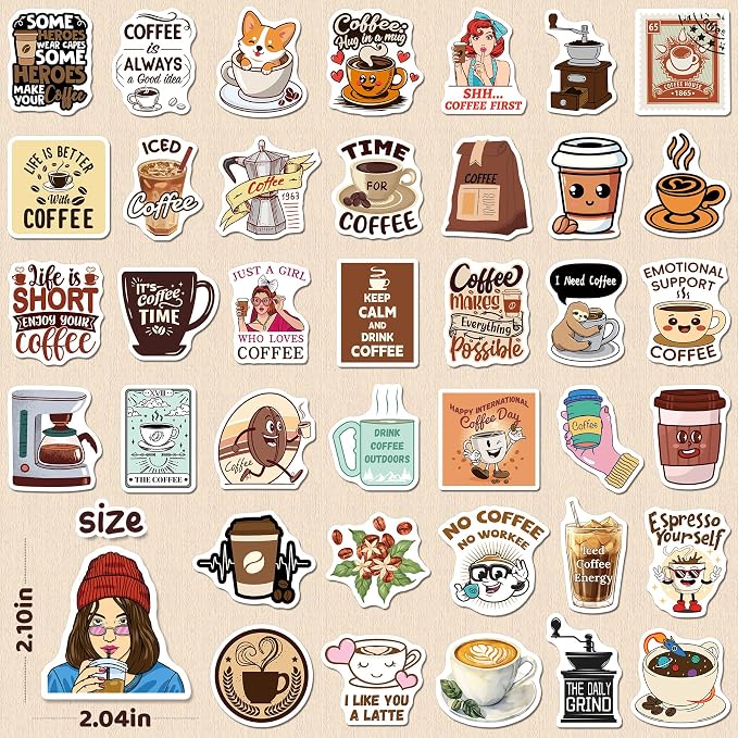 WAKEMOODEI 200PCS Coffee Stickers - Image 2