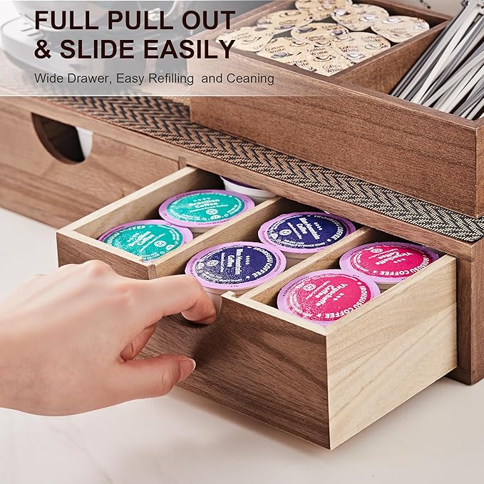 SMARTAKE Wooden K Cup Organizer Coffee Pod Storage Box, Coffee Pod Tea - Image 5