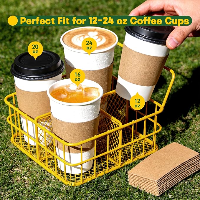 500 Pack Coffee Cup Sleeves for Hot & Cold Drinks | Extra Thick Disposable - Image 3