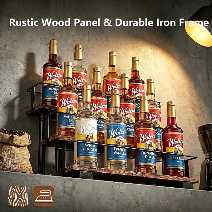 3-Tier Coffee Syrup Organizer Rack – Holds 12 Syrup Bottles, Stepped Display - Image 6