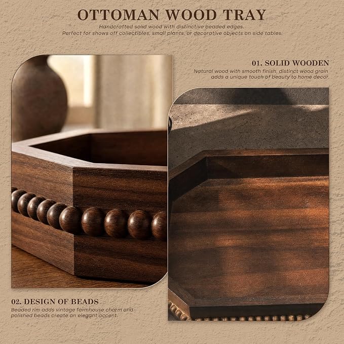 EOSAHR Acacia Wood Rustic Decorative Tray - Image 6