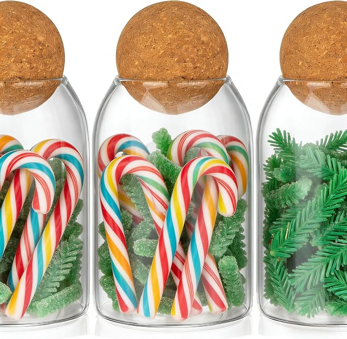 3 Pcs Glass Storage Jars, 480ML/16Oz | Airtight Cork Ball Lids, Glass Containers - Image 2