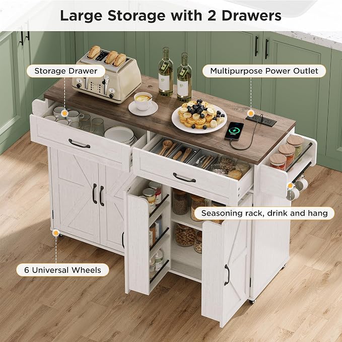 Mobile Kitchen Island, Kitchen Island Cart - Image 6