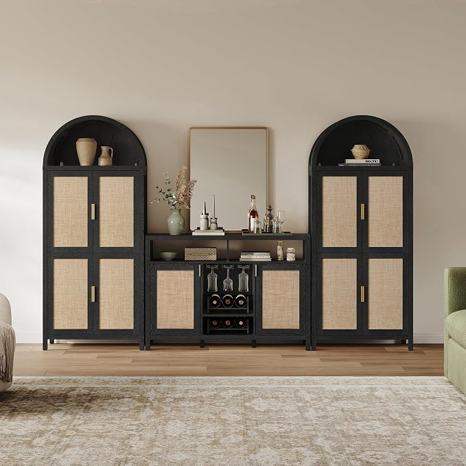 SICOTAS Rattan Coffee Bar Cabinet - Image 9