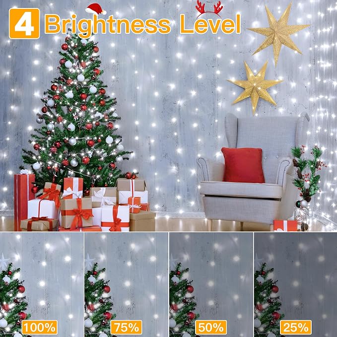 Ollny Curtain Lights 6.6x6.6ft, 200 LED White Christmas Lights - Image 4