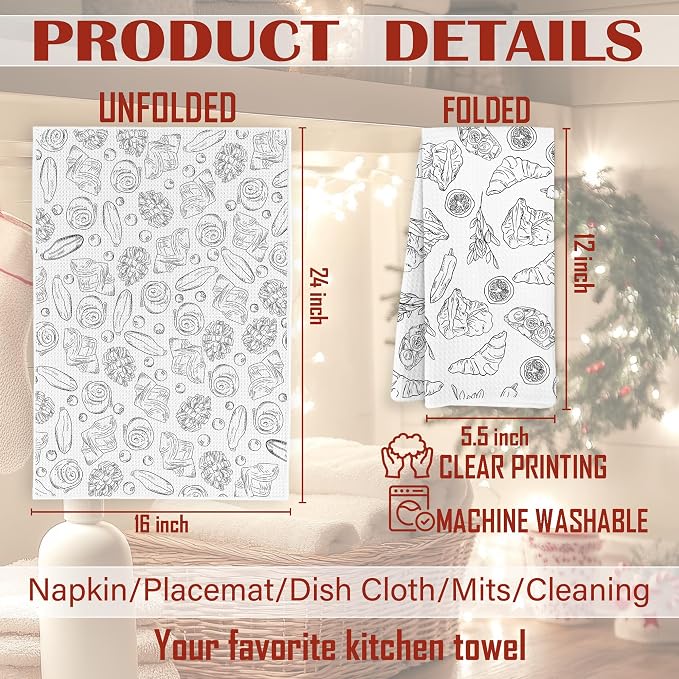 Bread Kitchen Towels, Gifts for Sourdough Bakers Dish Tea Towels, Trendy French - Image 7