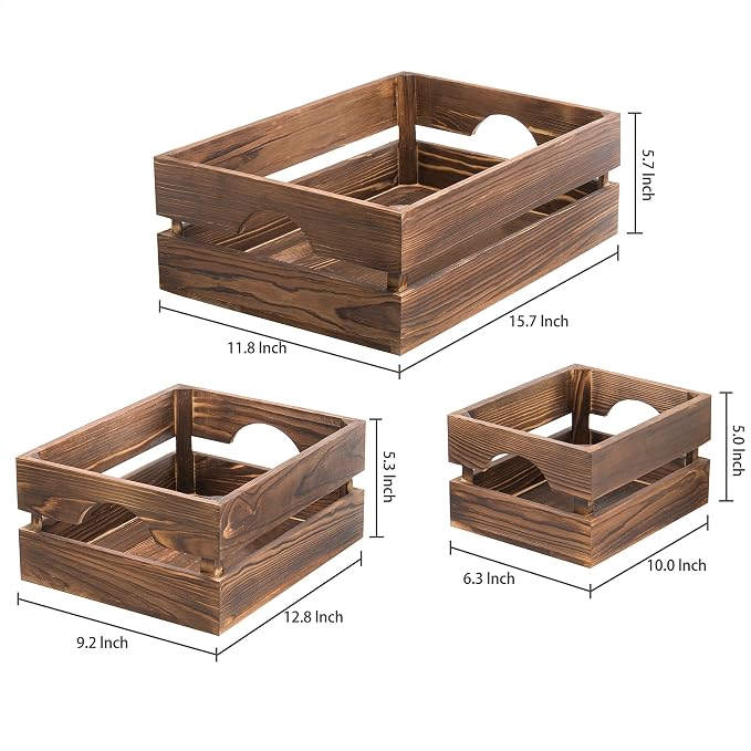 MyGift Rustic Dark Brown Solid Wood Storage Organizer Box - Image 7