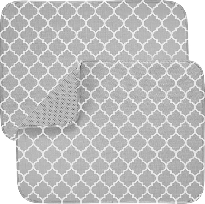 GORILLA GRIP Ultra Water Absorbent Microfiber Dish Drying Mat, 18x24 2 Pack by Unknown