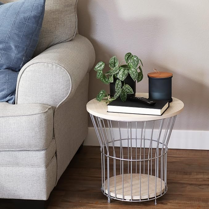 Sunnydaze 17.25-Inch H Modern Pedestal Wire Side Table - Image 2