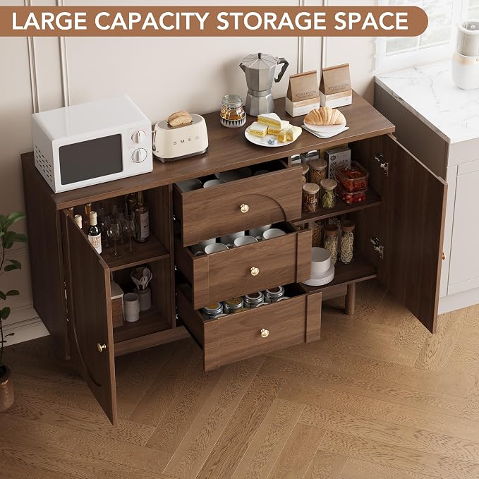 Buffet Cabinet with Drawers, Modern Coffee Bar Station Kitchen Table - Image 3