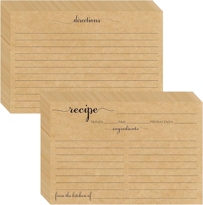 Recipe Cards 4x6 Kraft Tan, 100 Pack Double Sided Cooking Cards by MOKTREGD