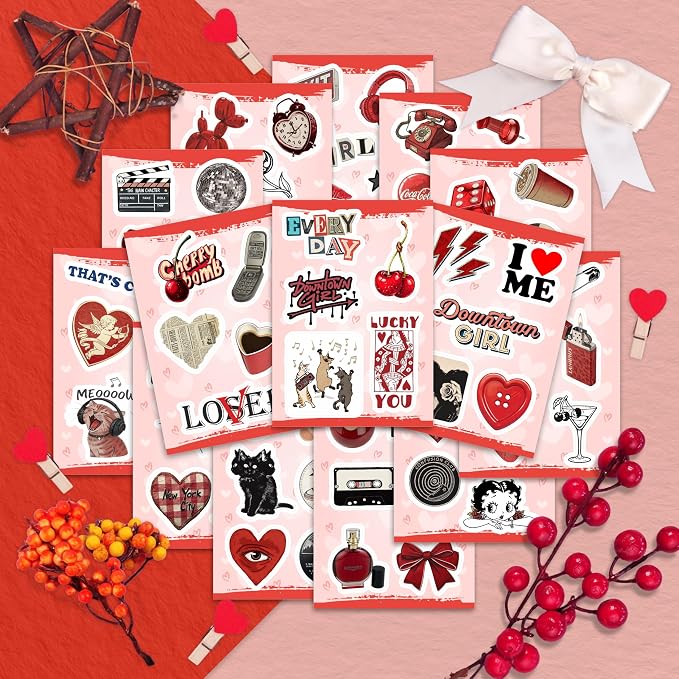 100Pcs Red Aesthetic Stickers - Image 7