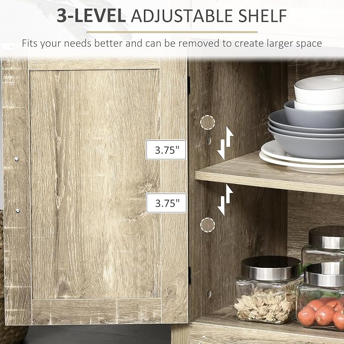 HOMCOM Sideboard with Storage Drawer, Modern Farmhouse Kitchen Cabinet with 2 - Image 5