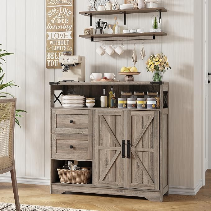Vabches Farmhouse Buffet Sideboard Cabinet - Image 6