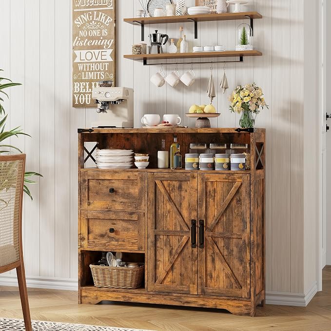 Vabches Farmhouse Buffet Sideboard Cabinet - Image 6