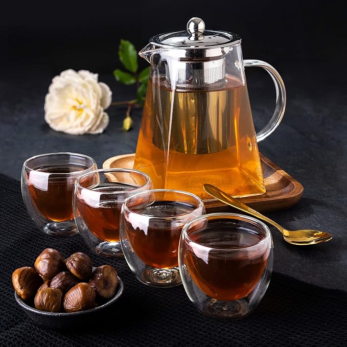 Mixpresso 5 Piece Glass Tea Pot Set, Kettle - Image 5