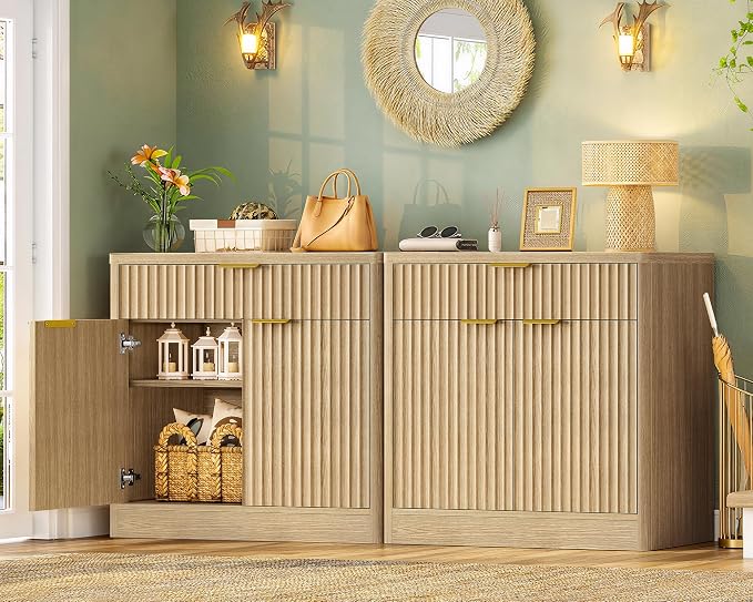 TEENFON 63" Fluted Buffet Sideboard Cabinet - Image 3
