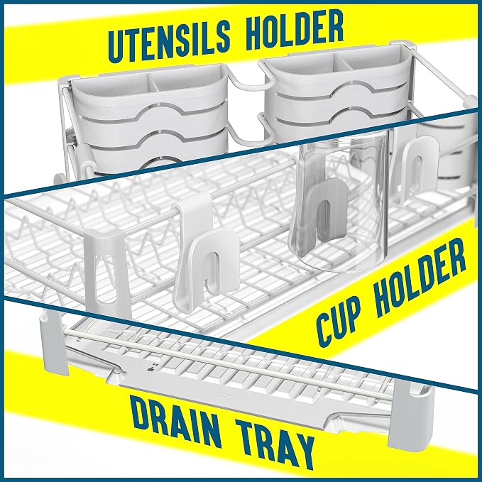 Simple Houseware White Dish Drying Rack - Image 3