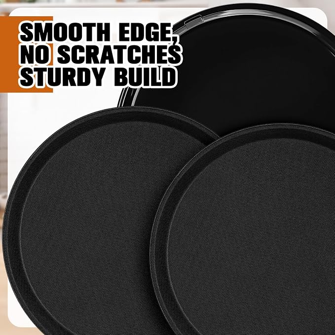 Zopeal 6 Pieces Black Round Restaurant Serving Tray, Plastic Non Slip Surface - Image 3