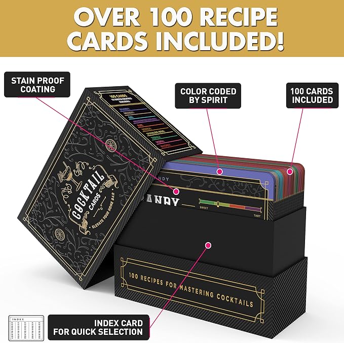 Cocktail Cards: 100 Cocktail Recipes to Master Cocktails in Bartender Flashcard - Image 4