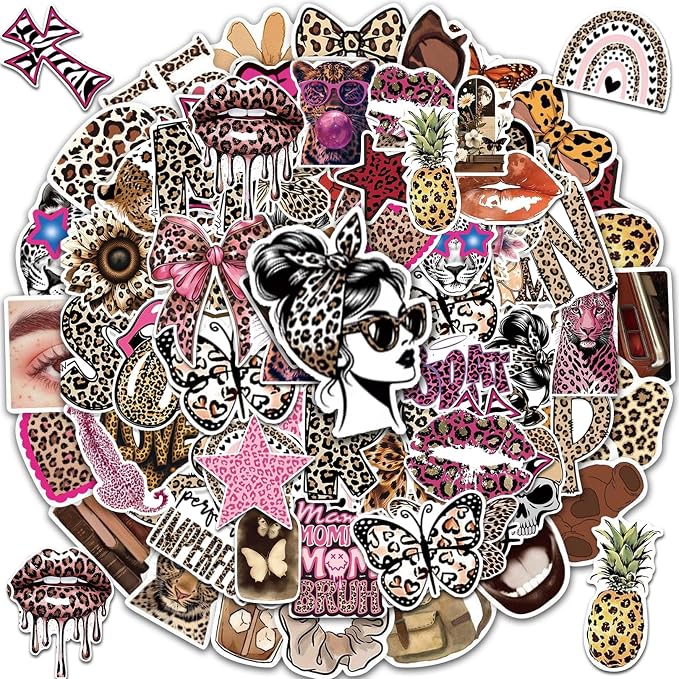 100Pcs Leopard Print Aesthetic Stickers - Image 2