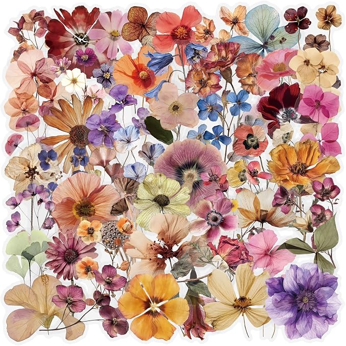 Vintage Pressed Flower Stickers, Retro Wildflower Aesthetic Stickers by Unknown