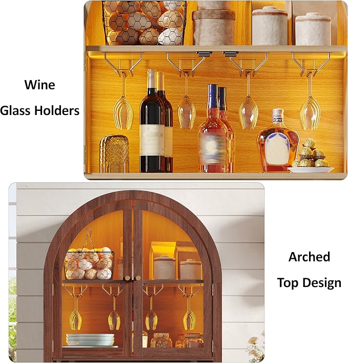 Maupvit 70" Tall Arched Wine Bar Cabinet - Image 5