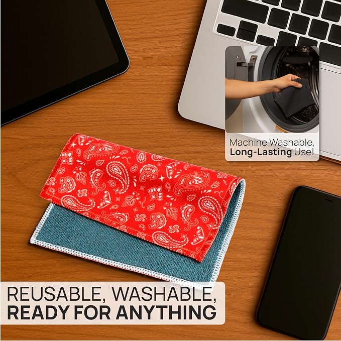 Microfiber Wholesale Quick Cloth Glasses Cleaning Cloths–8x8 Paisley Red 1-Pack - Image 4