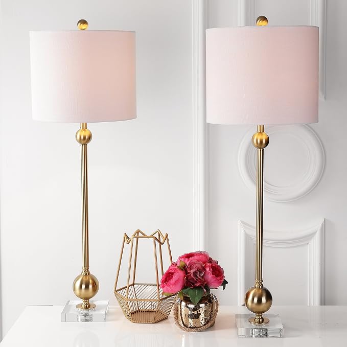 JONATHAN Y 34.75" Brass Metal LED Table Lamp Set of 2 - Image 8