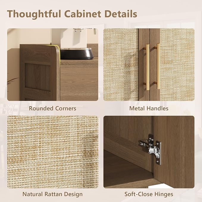 60" Rattan Sideboard Buffet Cabinet - Image 8