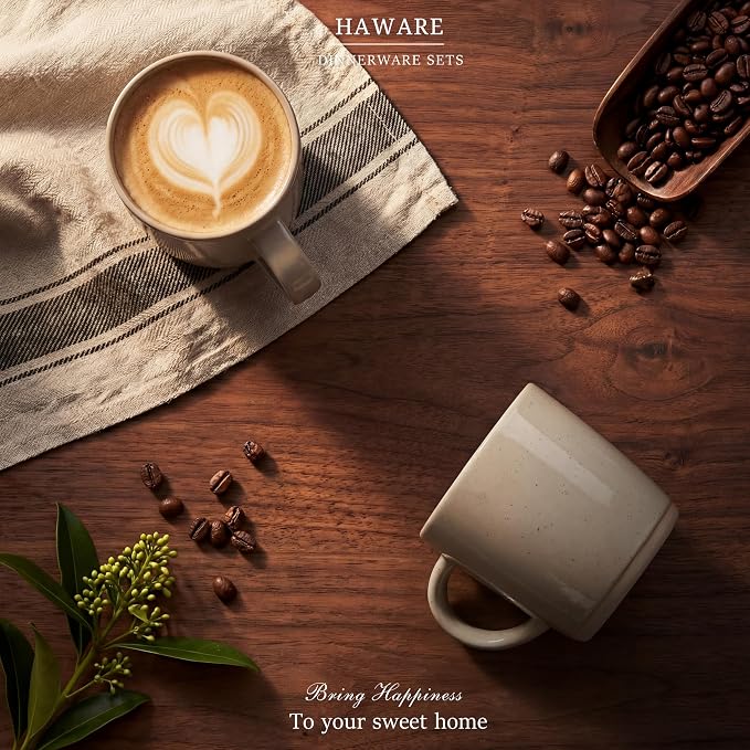 HaWare 13OZ Coffee Mugs Set of 4, Stoneware Coffee Cups, Ceramic Latte Mug - Image 7