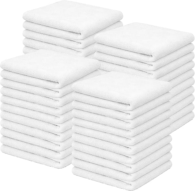 White Bar Towels, 14” x 17”, Reusable Cleaning Towels, Durable Terry Cloth Rags by SupremePlus